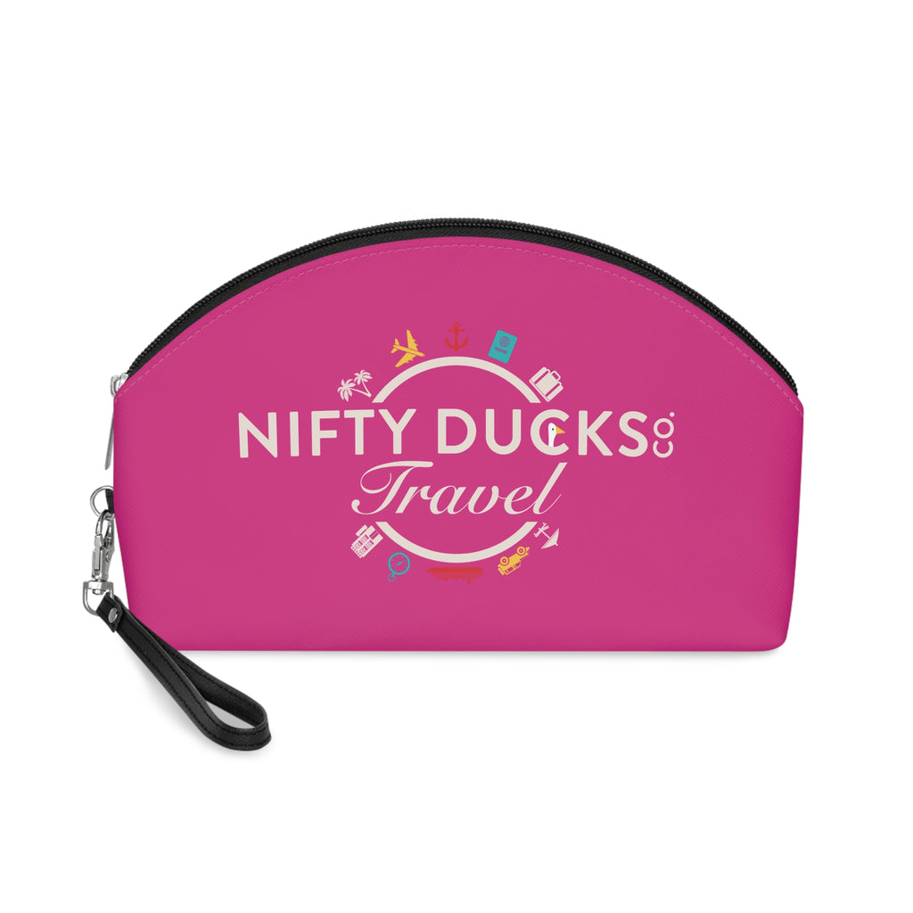 Nifty Ducks Travel Logo - Makeup Bag - Fun & Functional Travel Accessory - Barbie Pink