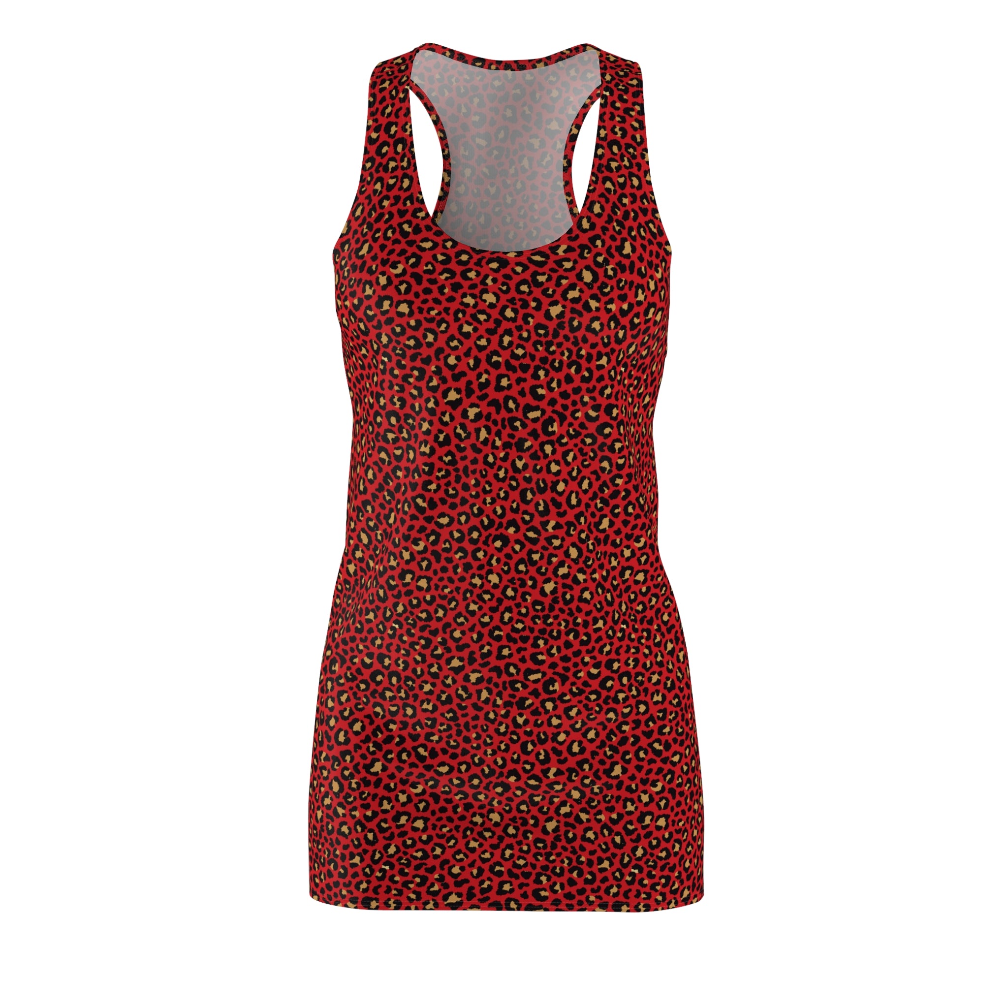 Spicy Kitty - Scarlet - Leopard Print -  Racerback Dress for Summer Fun, Beach Wear, Vacation Style, Party Outfit, Ladies Sundress