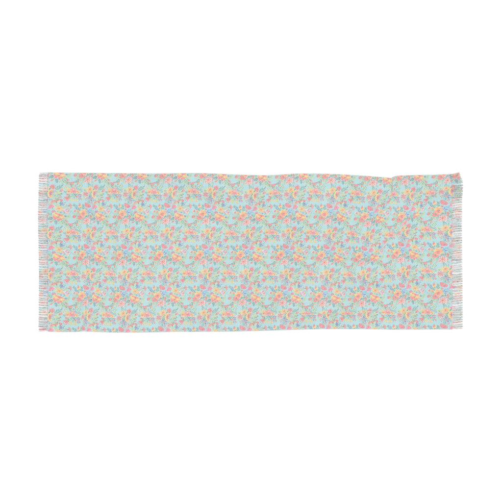 Bright Watercolor Flowers - Electric Blue - Scarf - Lightweight Shawl, Perfect for Outdoor Events, Mothers Day Gift