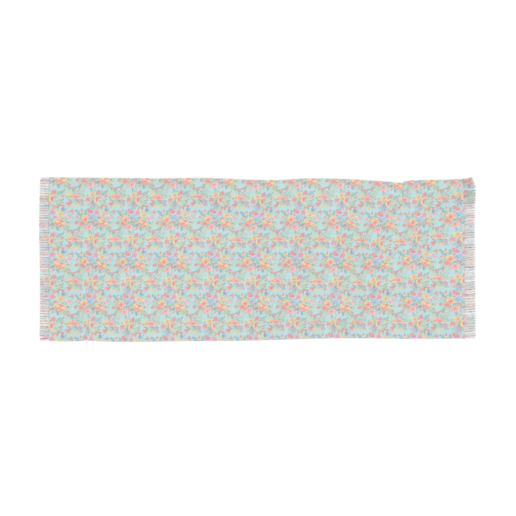 Bright Watercolor Flowers - Electric Blue - Scarf - Lightweight Shawl, Perfect for Outdoor Events, Mothers Day Gift