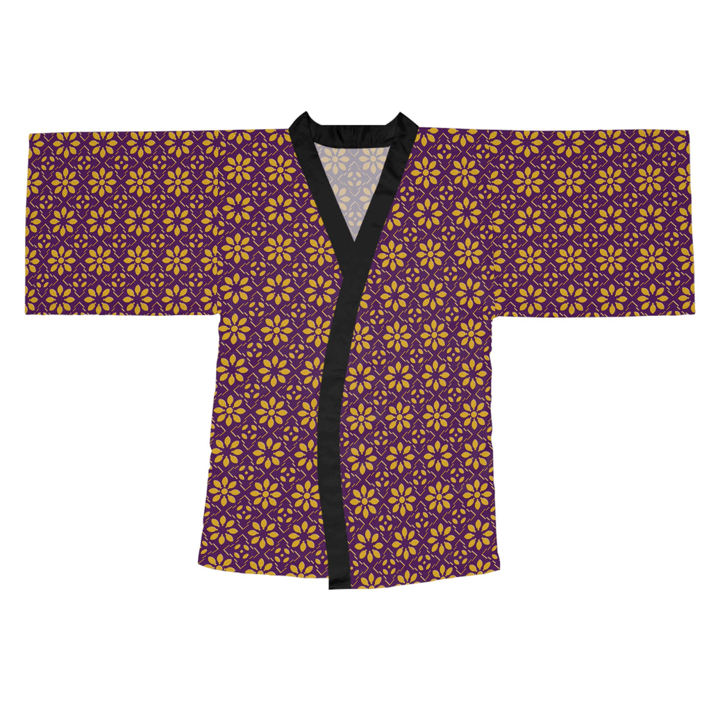 Florina - Big print - Long Sleeve Kimono Robe - Royal Purple - Gold - Chic Loungewear, Spa Outfit, Gift for Her, Inner Peace, Home Comfort