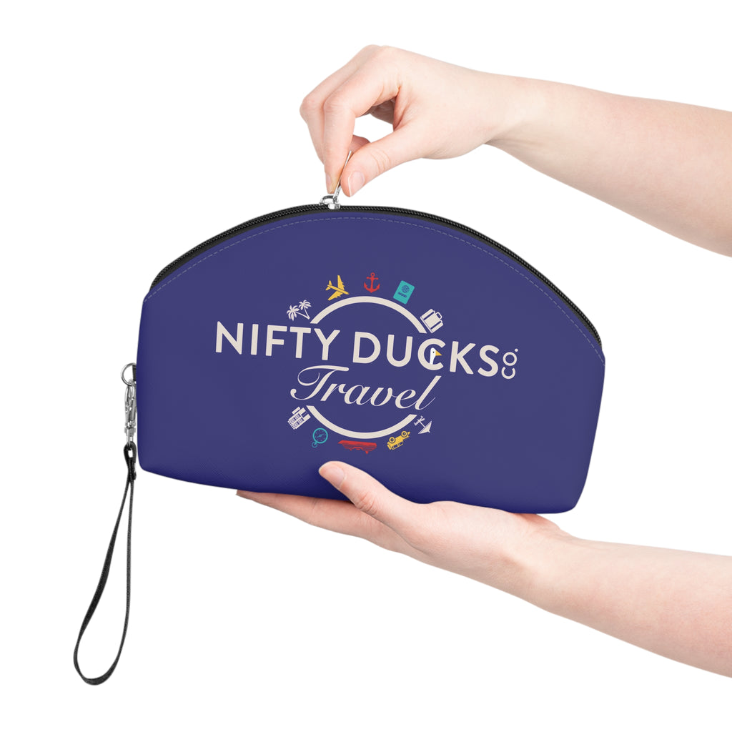 Nifty Ducks Travel Logo - Makeup Bag - Fun & Functional Travel Accessory - Ultramarine