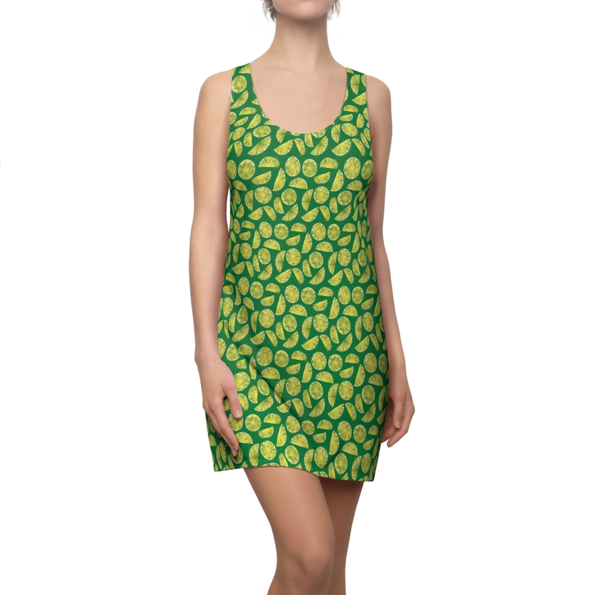 Zest Coast Vibes - Green -  Racerback Dress for Summer Fun, Beach Wear, Vacation Style, Party Outfit, Ladies Sundress