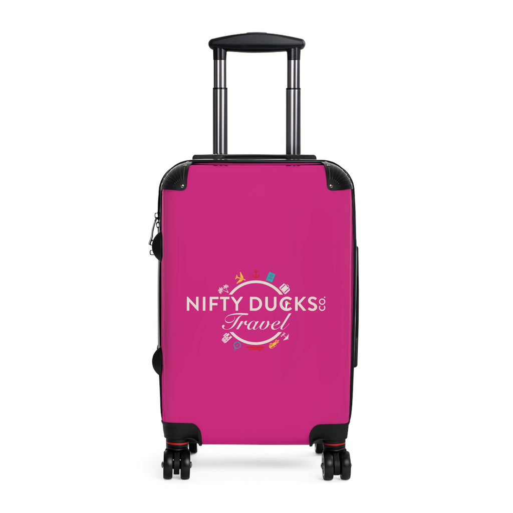 Nifty Ducks Travel Logo Suitcase - Stylish Luggage for Adventurers - Barbie Pink