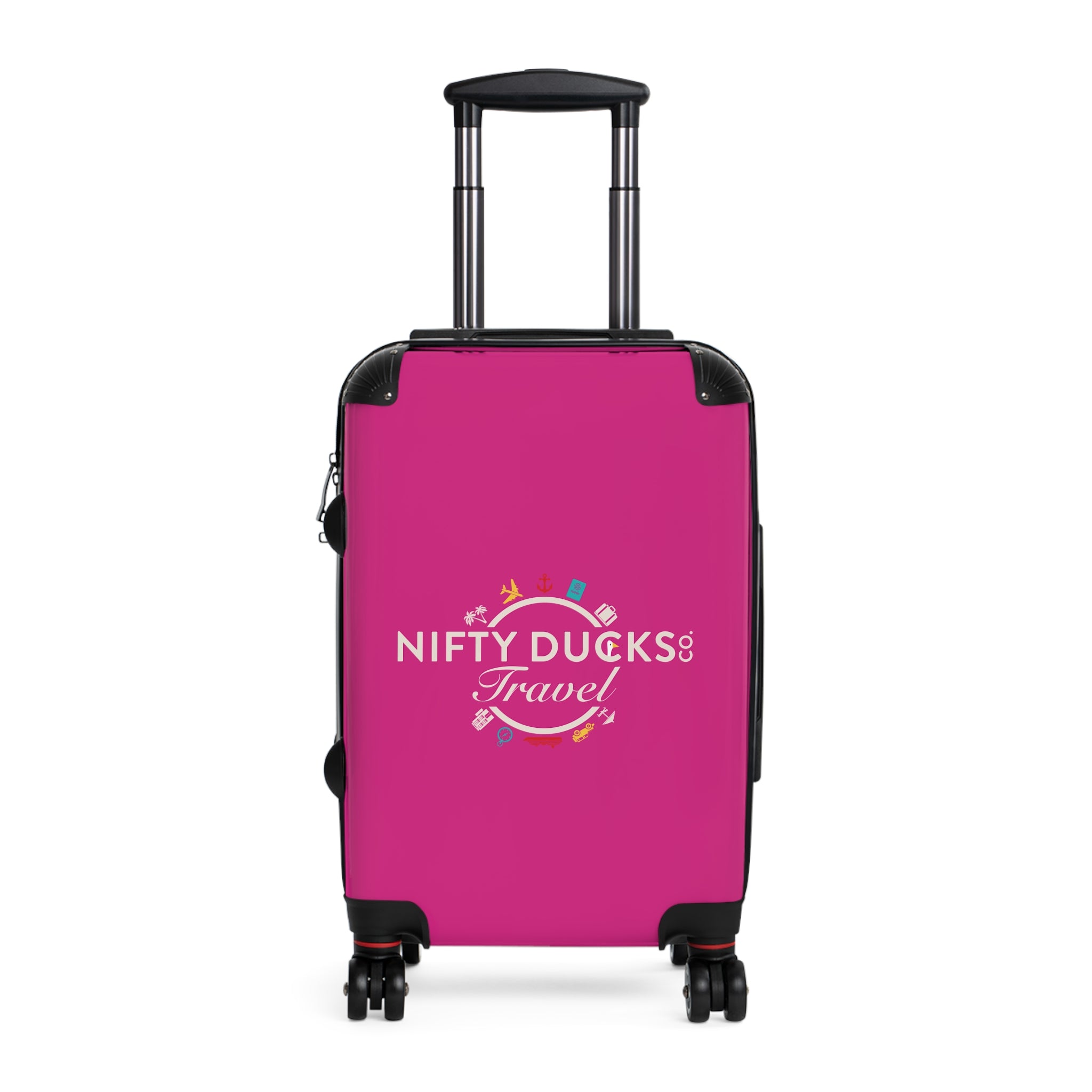 Nifty Ducks Travel Logo Suitcase - Stylish Luggage for Adventurers - Barbie Pink