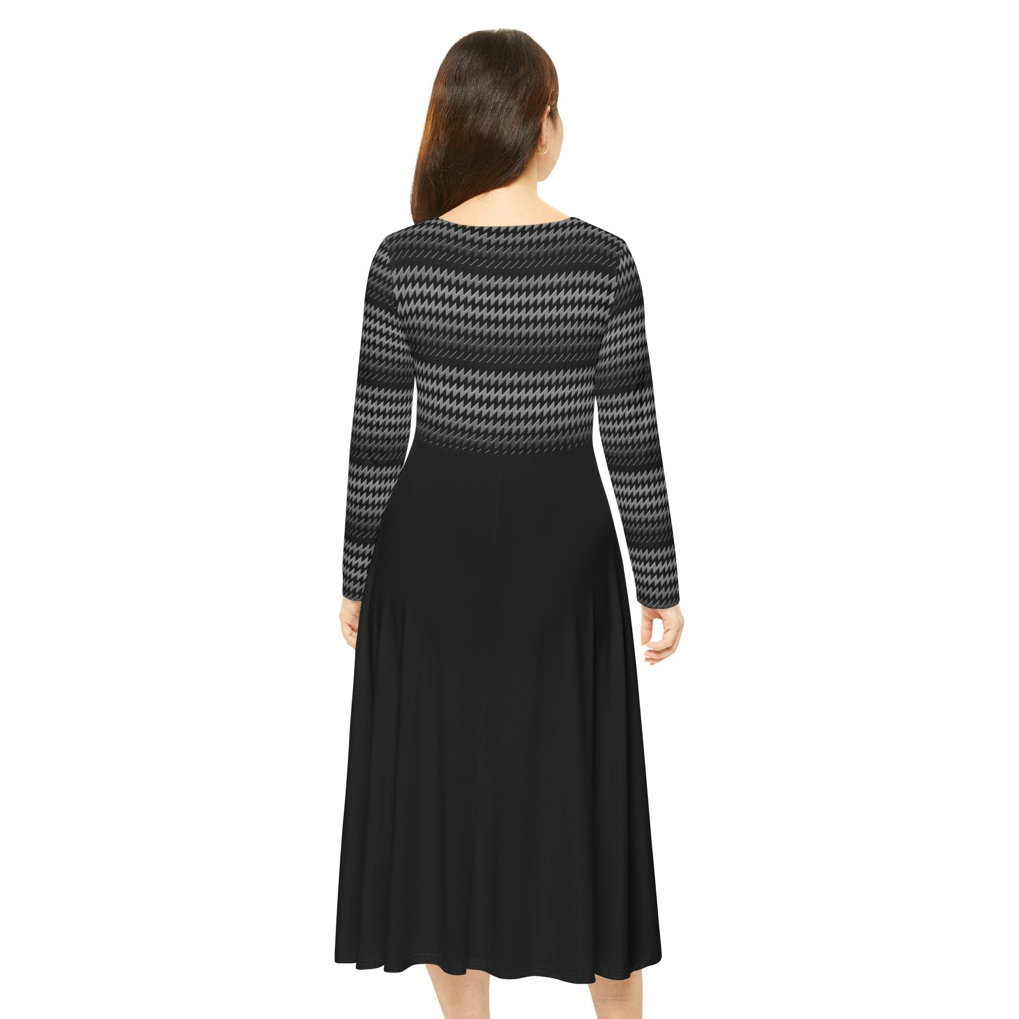 Kinetra - Black - Gold - Elegant Women's Long Sleeve Dance Dress - Cocktail Time