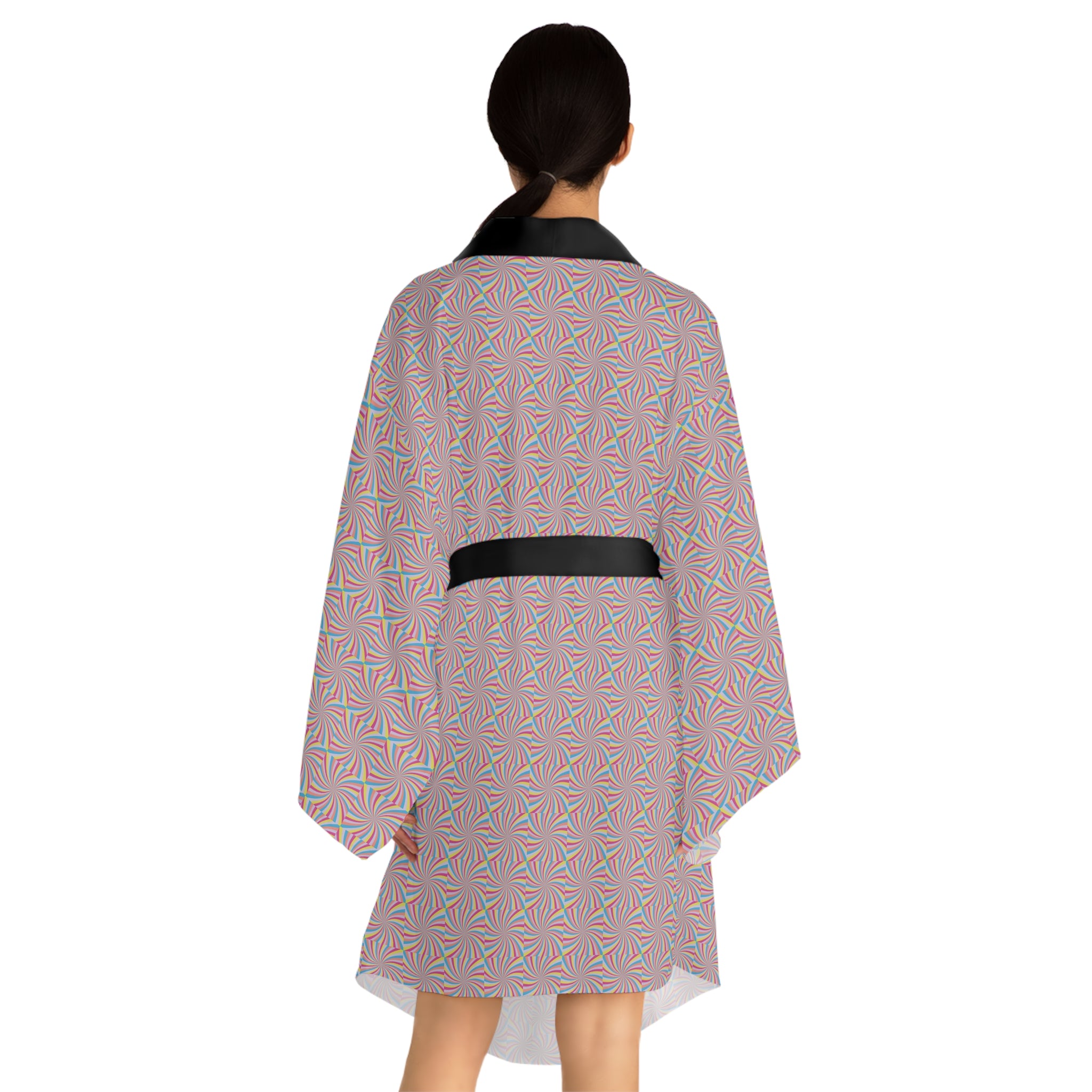 Colorful Pinwheel - Long Sleeve Kimono Robe - Chic Loungewear, Spa Outfit, Gift for Her, Inner Peace, Home Comfort