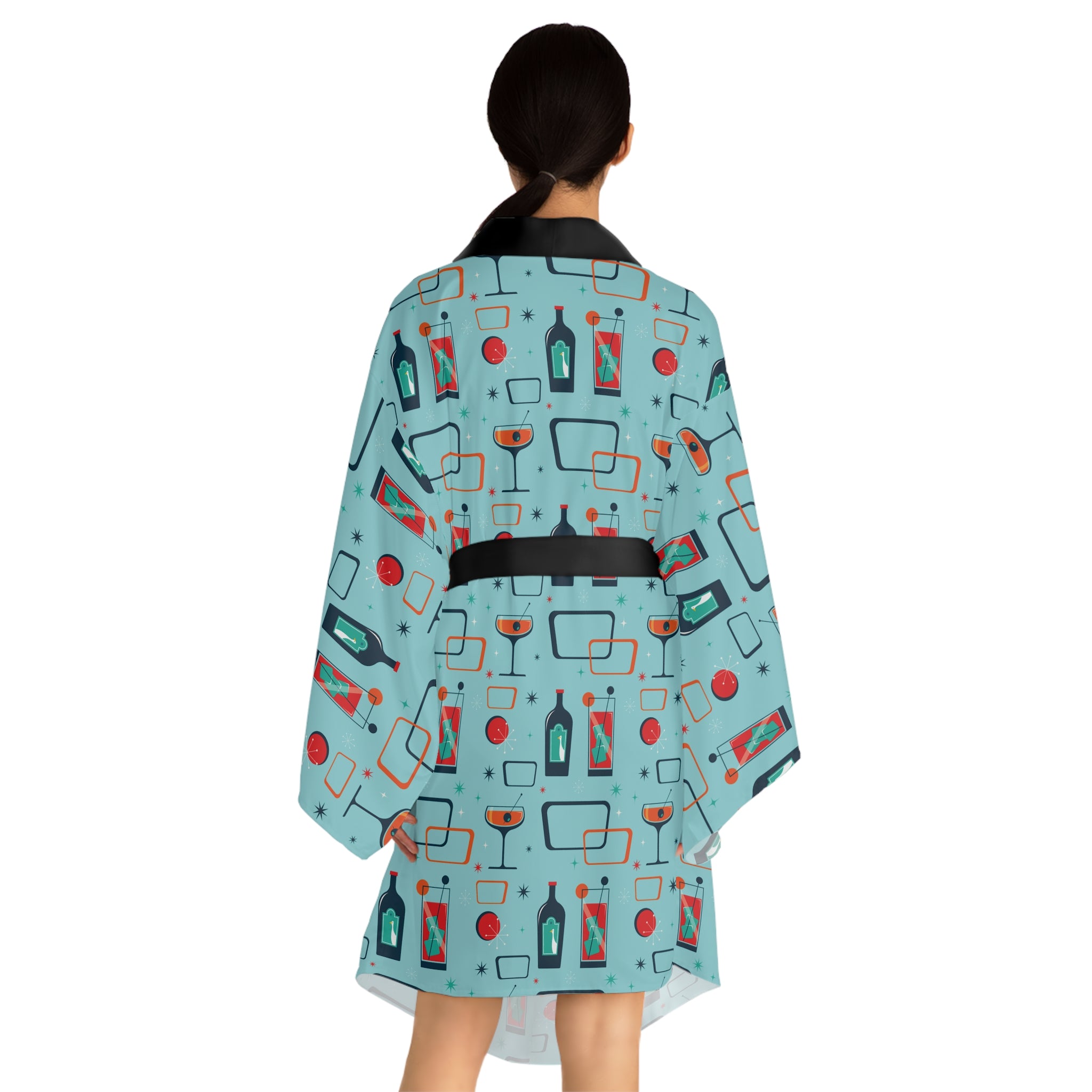 Cocktail Time - Electric Blue - Long Sleeve Kimono Robe - Chic Loungewear, Spa Outfit, Gift for Her, Inner Peace, Home Comfort