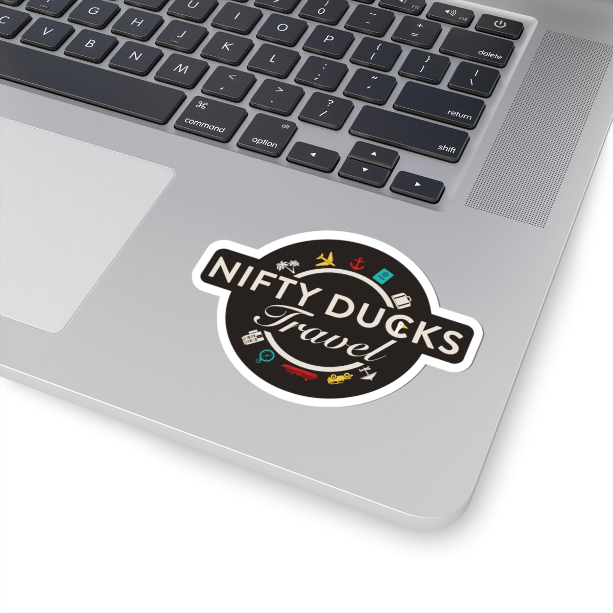 Nifty Ducks Travel Kiss-Cut Sticker — Retro Travel Badge Sticker for Laptops, Luggage & Water Bottles