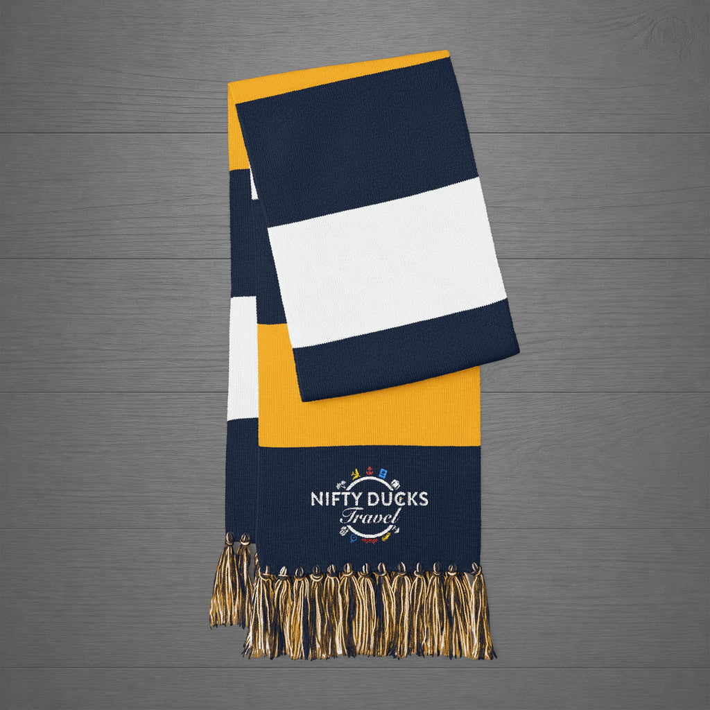 Embroidered Striped Spectator Scarf - Nifty Ducks Travel Logo – Team Colors Fan Scarf