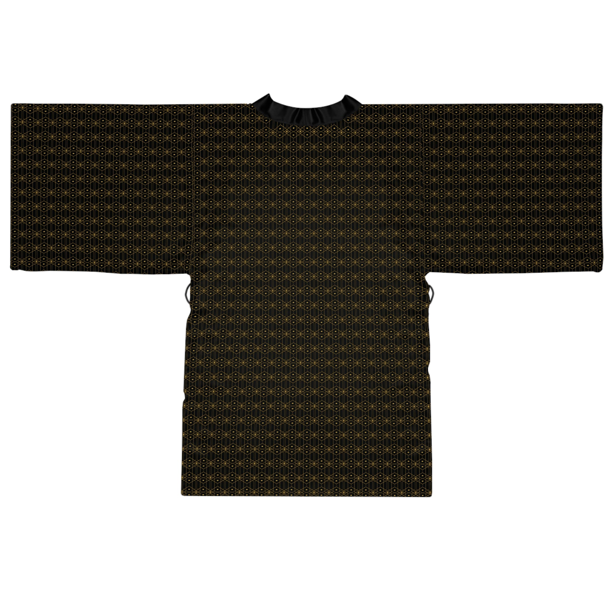 Dimetra - Long Sleeve Kimono Robe - Black - Gold - Chic Loungewear, Spa Outfit, Gift for Her, Inner Peace, Home Comfort
