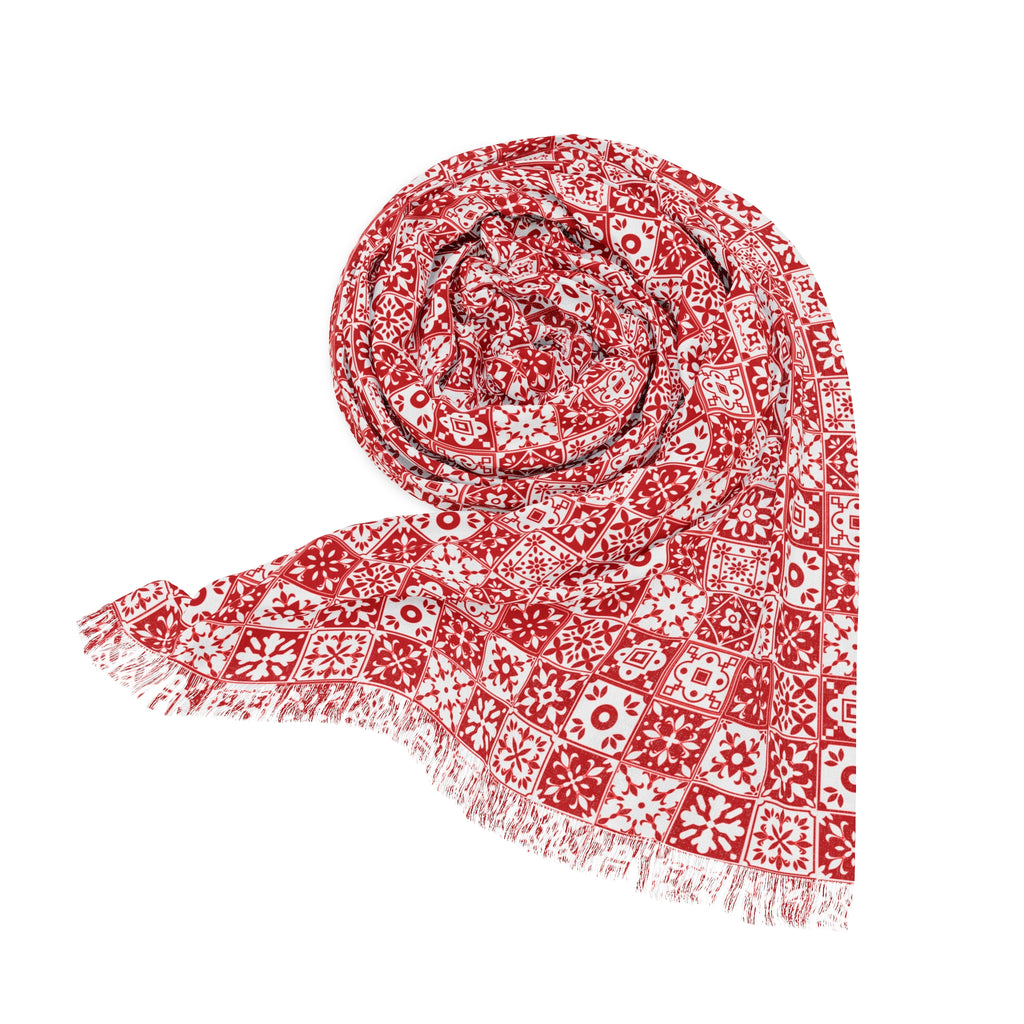 Mediterraneo Mosaic - Red - Scarf - Lightweight Shawl, Perfect for Outdoor Events, Mothers Day Gift