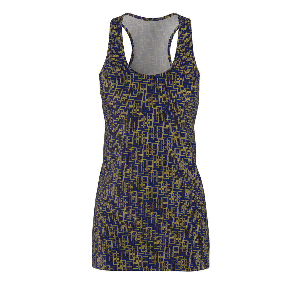 Linea Moda - Midnight Mallard - Gold - Racerback Dress for Summer Fun, Beach Wear, Vacation Style, Party Outfit, Ladies Sundress
