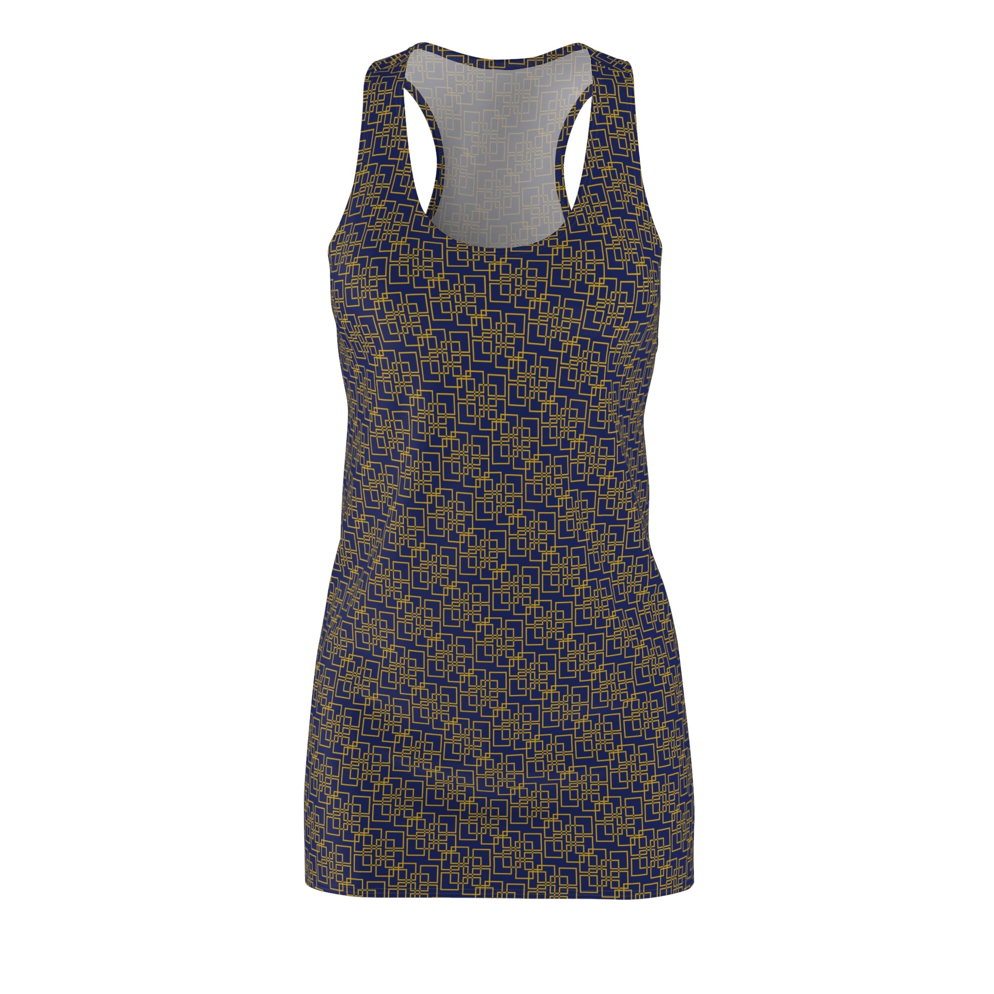 Linea Moda - Midnight Mallard - Gold - Racerback Dress for Summer Fun, Beach Wear, Vacation Style, Party Outfit, Ladies Sundress