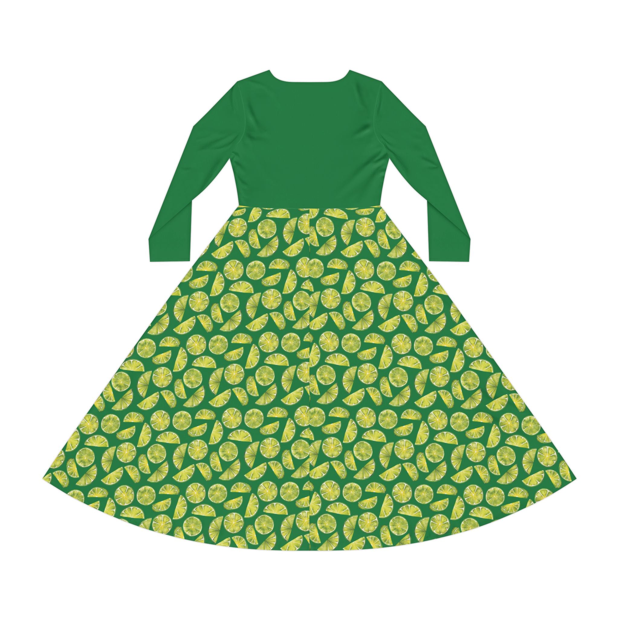 Zest Coast Vibes - Elegant Women's Long Sleeve Dance Dress - Green