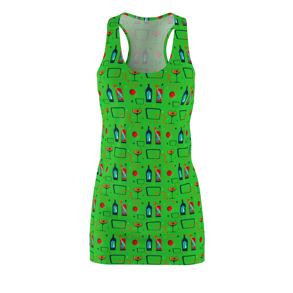 Cocktail Time - Lime Green - Racerback Dress for Summer Fun, Beach Wear, Vacation Style, Party Outfit, Ladies Sundress