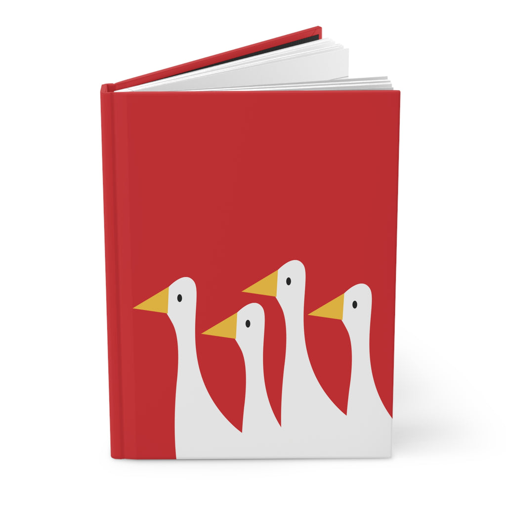 Traveling Ducks - Nifty Ducks Travel Logo - Scarlet - Hardcover Journal - Matte Finish