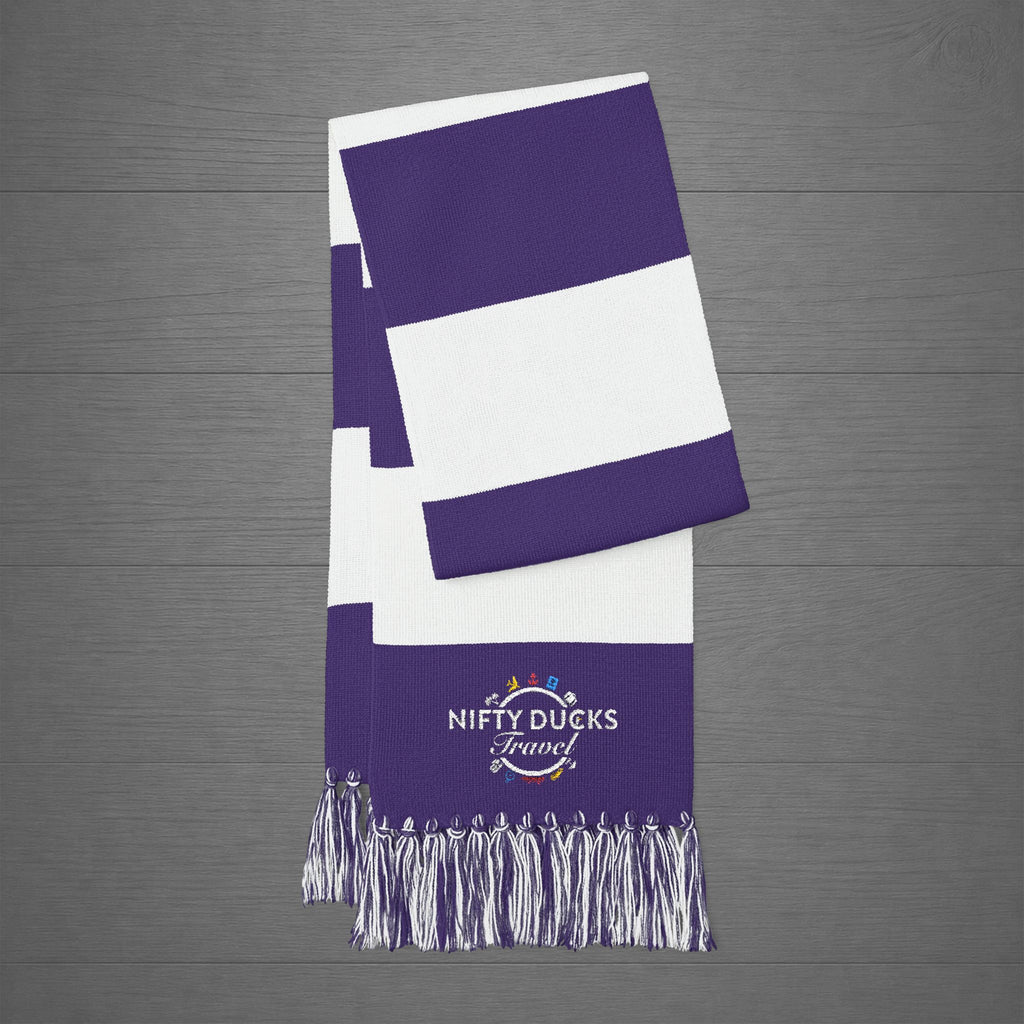 Embroidered Striped Spectator Scarf - Nifty Ducks Travel Logo – Team Colors Fan Scarf