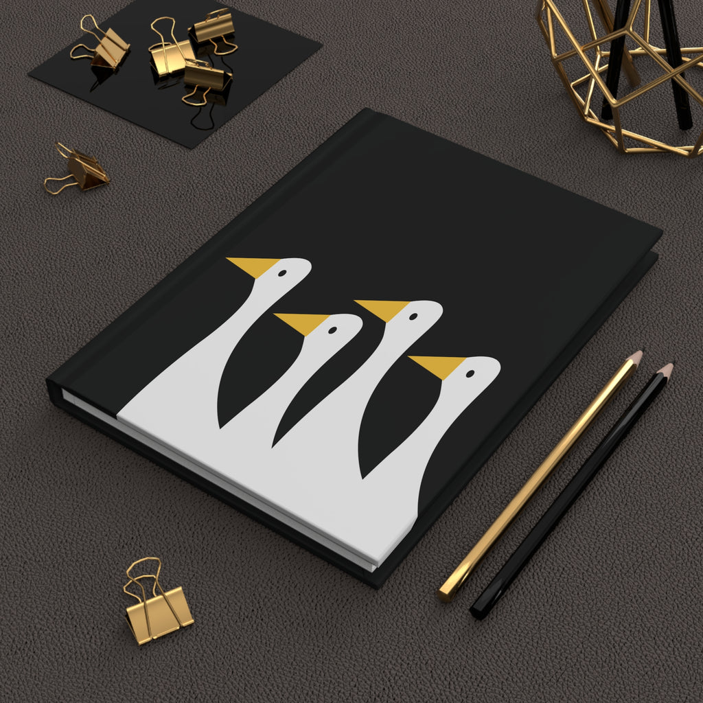 Traveling Ducks - Nifty Ducks Travel Logo - Black - Hardcover Journal - Matte Finish