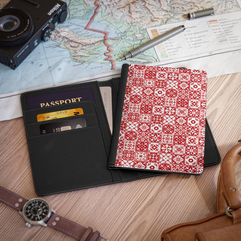 Mediterraneo Mosaic - Red - Passport Cover | Travel Accessory, Gift for Jet setters, Unique Travel Journal, Vacation Must-Have, Gift for Travelers